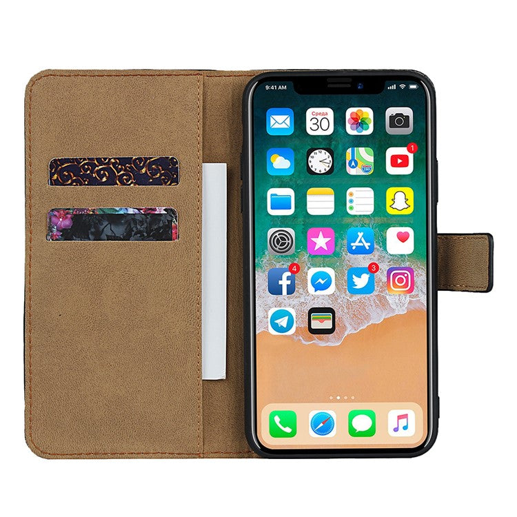 Plånboksställ i äkta läder Telefonskal för iPhone 11 Pro 5,8-tum