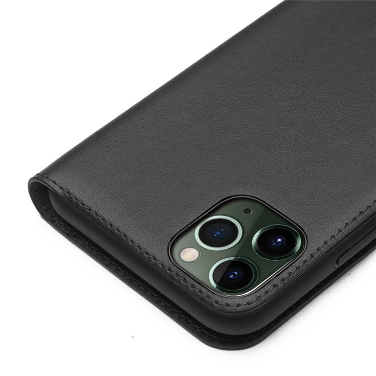 QIALINO För iPhone 11 Pro 5,8 tum Top Cowhide Läder Telefonskydd Plånbok Fullt skydd Folio Flip Fodral