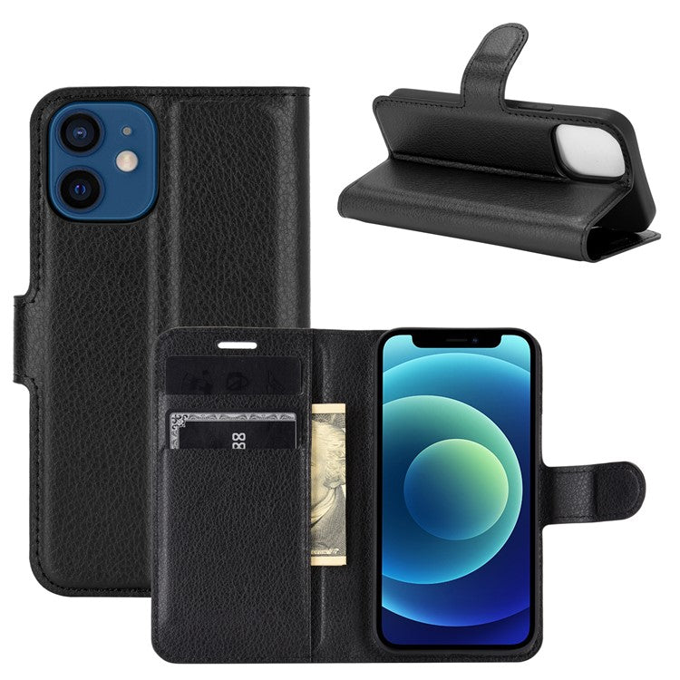 Litchi Texture Wallet Stand Leather Phone Cover for iPhone 12 mini Mobile Phone Accessorie