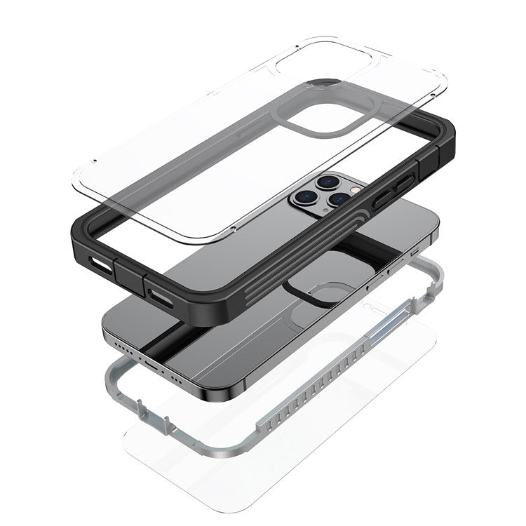 For iPhone 12 Pro Max 6.7 inch Full-body Protection Hard PC Phone Case Cover with PET Screen Protector