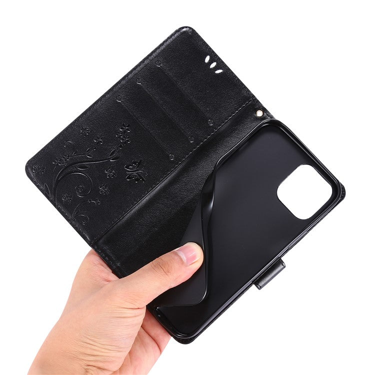 Imprint Butterfly Flower Leather Cover with Wallet for iPhone 12 Pro/1