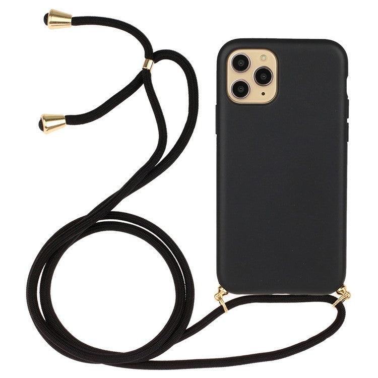 For iPhone 12 Pro/12 6.1 inch Natural Wheat Straw Soft TPU Phone Cover with Multi-function Stra