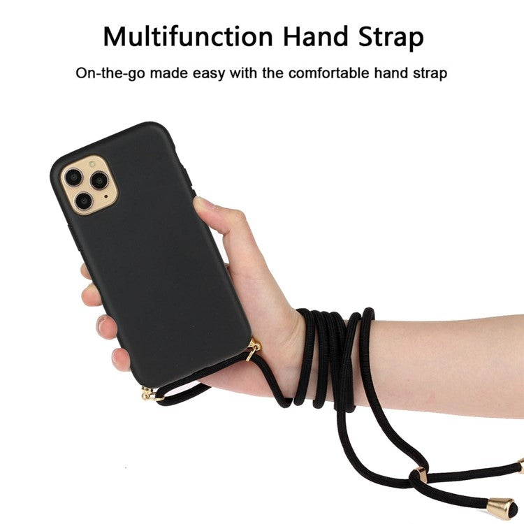 For iPhone 12 Pro/12 6.1 inch Natural Wheat Straw Soft TPU Phone Cover with Multi-function Stra