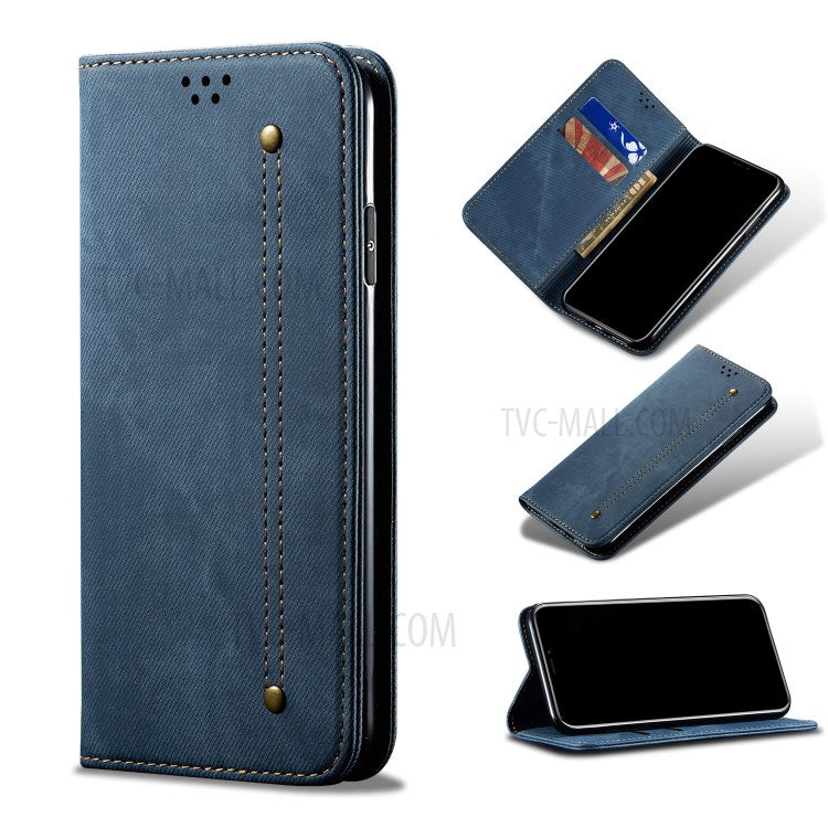 Jeans Cloth Texture Wallet Leather Mobile Phone Protective Cover for iPhone 12 Pro Max 6.7-inc