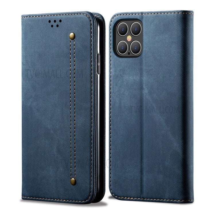 Jeans Cloth Texture Wallet Leather Mobile Phone Protective Cover for iPhone 12 Pro Max 6.7-inc