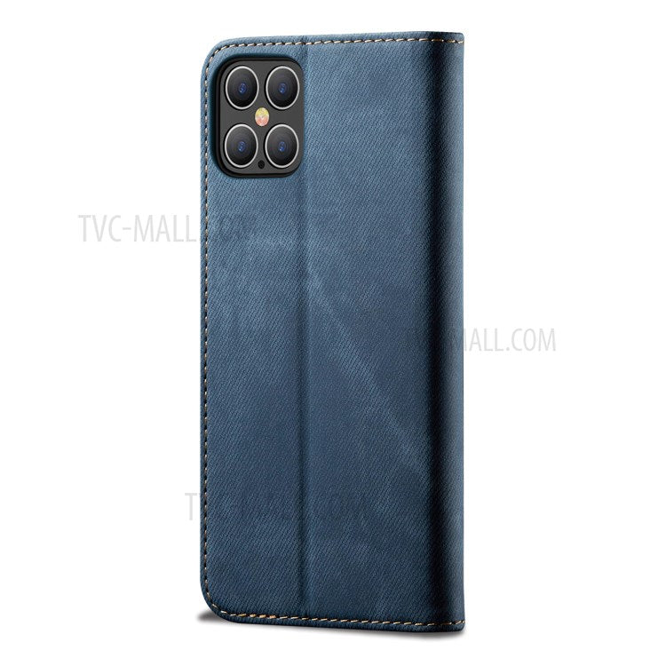 Jeans Cloth Texture Wallet Leather Mobile Phone Protective Cover for iPhone 12 Pro Max 6.7-inc