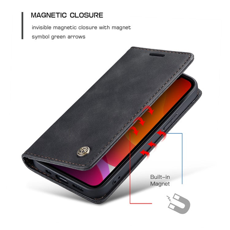 CASEME 013 Series Wallet Stand Auto-absorbed Leather Cover for iPhone 12 min