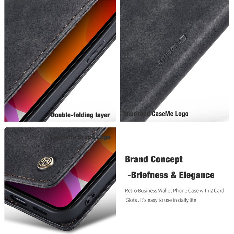 CASEME 013 Series Wallet Stand Auto-absorbed Leather Cover for iPhone 12 min