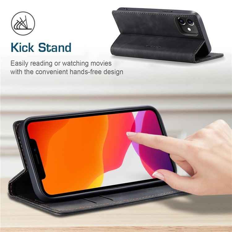 CASEME 013 Series Wallet Stand Auto-absorbed Leather Cover for iPhone 12 min