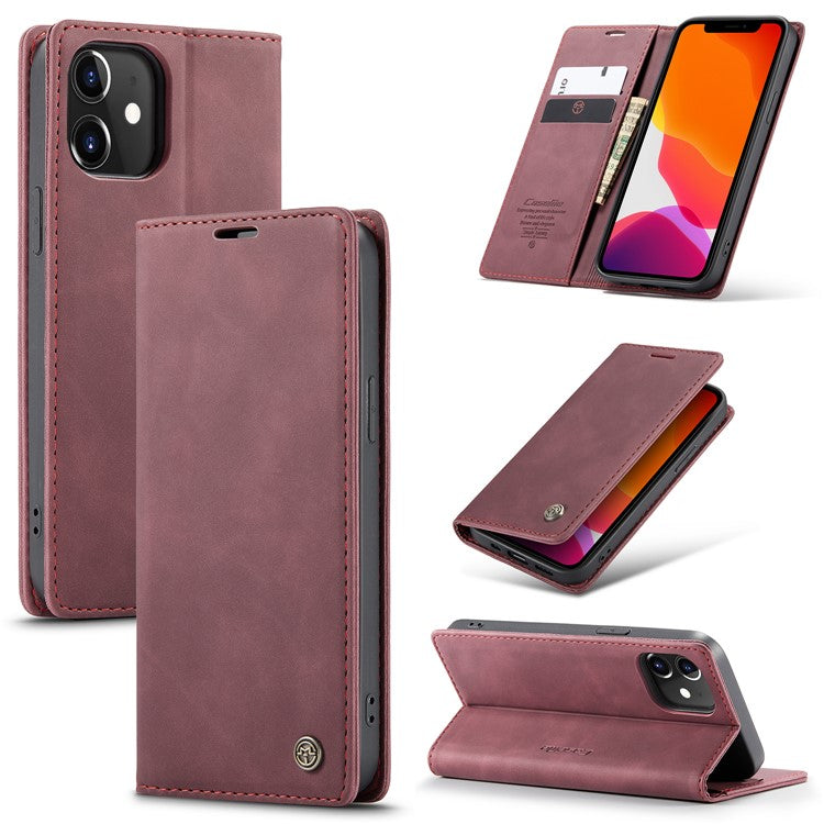 CASEME 013 Series Wallet Stand Auto-absorbed Leather Cover for iPhone 12 min