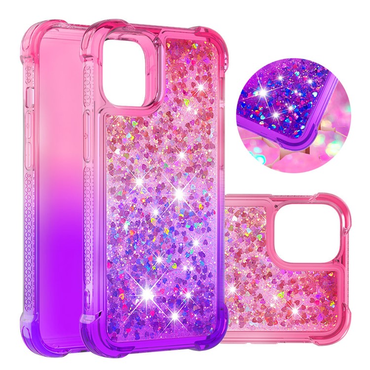 Shockproof Gradient Glitter Powder Quicksand TPU Back Shell for iPhone 12 Pro Max 6.7 inc