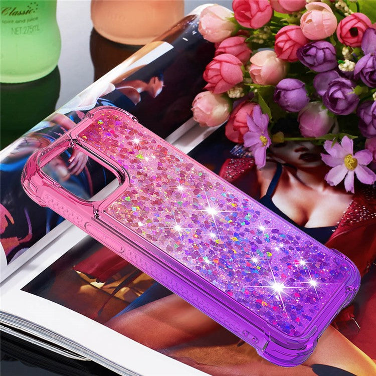 Shockproof Gradient Glitter Powder Quicksand TPU Back Shell for iPhone 12 Pro Max 6.7 inc