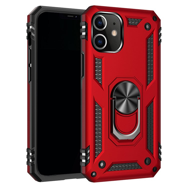 Anti-drop PC + TPU Hybrid Cell Phone Cover with Ring Kickstand for iPhone 12/12 Pr