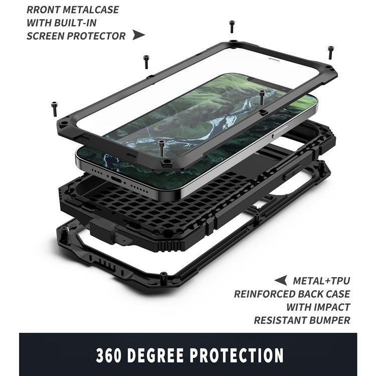 R-JUST Shockproof Dustproof Waterproof Protector Cover for iPhone 12 mini Kickstand Shel