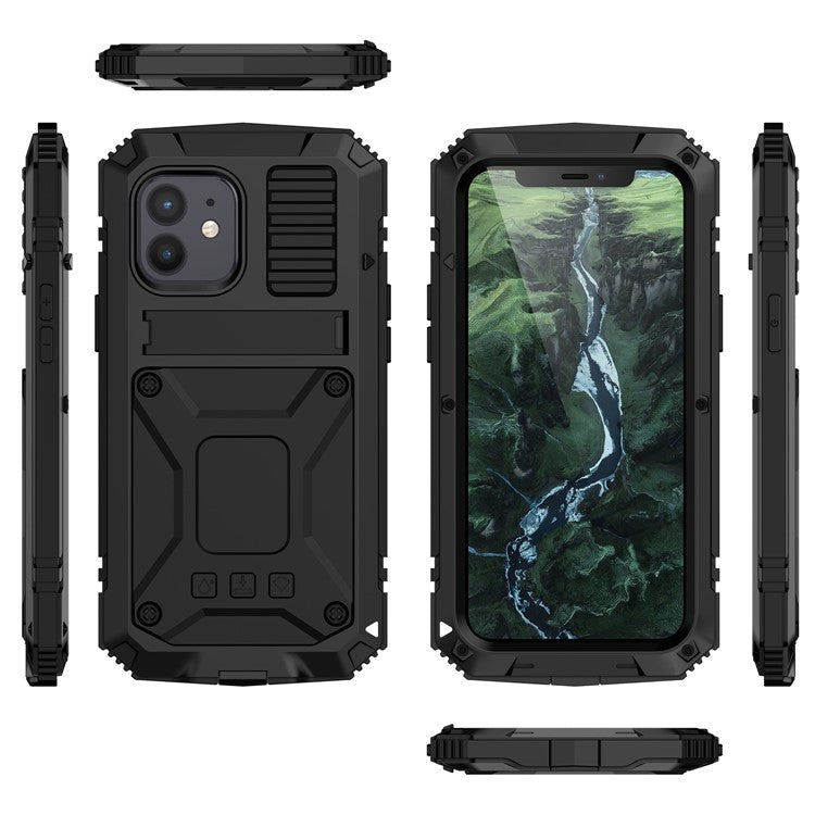 R-JUST Shockproof Dustproof Waterproof Protector Cover for iPhone 12 mini Kickstand Shel