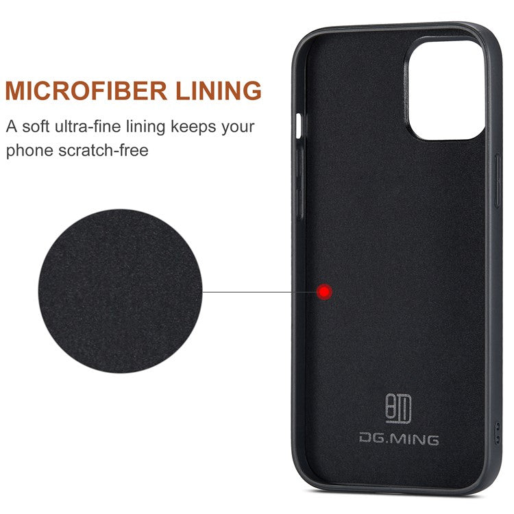 DG.MING M1 Series PU Leather Kickstand Protective Phone Case Shell with Magnetic Tri-fold Wallet for iPhone 12 Pro Max 6.7 inc