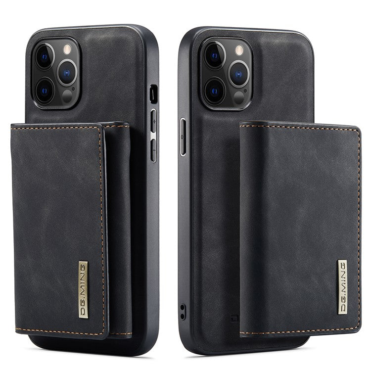DG.MING M1 Series PU Leather Kickstand Protective Phone Case Shell with Magnetic Tri-fold Wallet for iPhone 12 Pro Max 6.7 inc