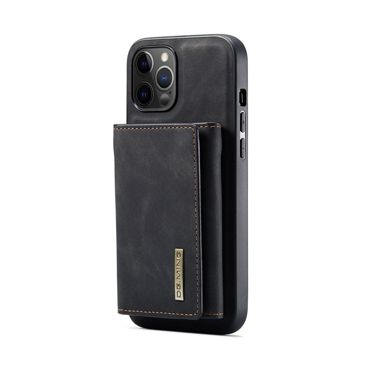 DG.MING M1 Series PU Leather Kickstand Protective Phone Case Shell with Magnetic Tri-fold Wallet for iPhone 12 Pro Max 6.7 inc