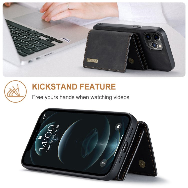 DG.MING M1 Series PU Leather Kickstand Protective Phone Case Shell with Magnetic Tri-fold Wallet for iPhone 12 Pro Max 6.7 inc