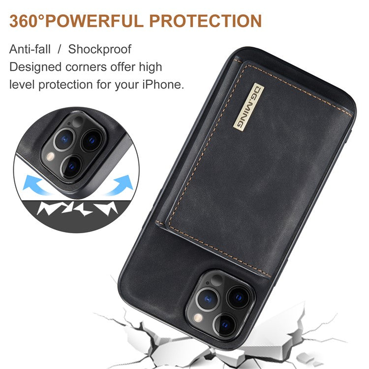 DG.MING M1 Series PU Leather Kickstand Protective Phone Case Shell with Magnetic Tri-fold Wallet for iPhone 12 Pro Max 6.7 inc