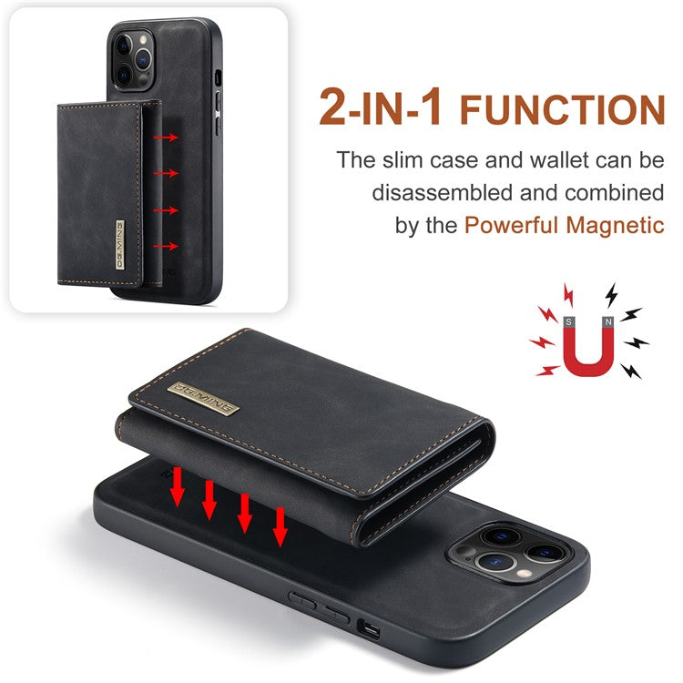 DG.MING M1 Series PU Leather Kickstand Protective Phone Case Shell with Magnetic Tri-fold Wallet for iPhone 12 Pro Max 6.7 inc