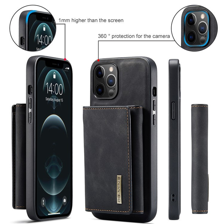 DG.MING M1 Series PU Leather Kickstand Protective Phone Case Shell with Magnetic Tri-fold Wallet for iPhone 12 Pro Max 6.7 inc