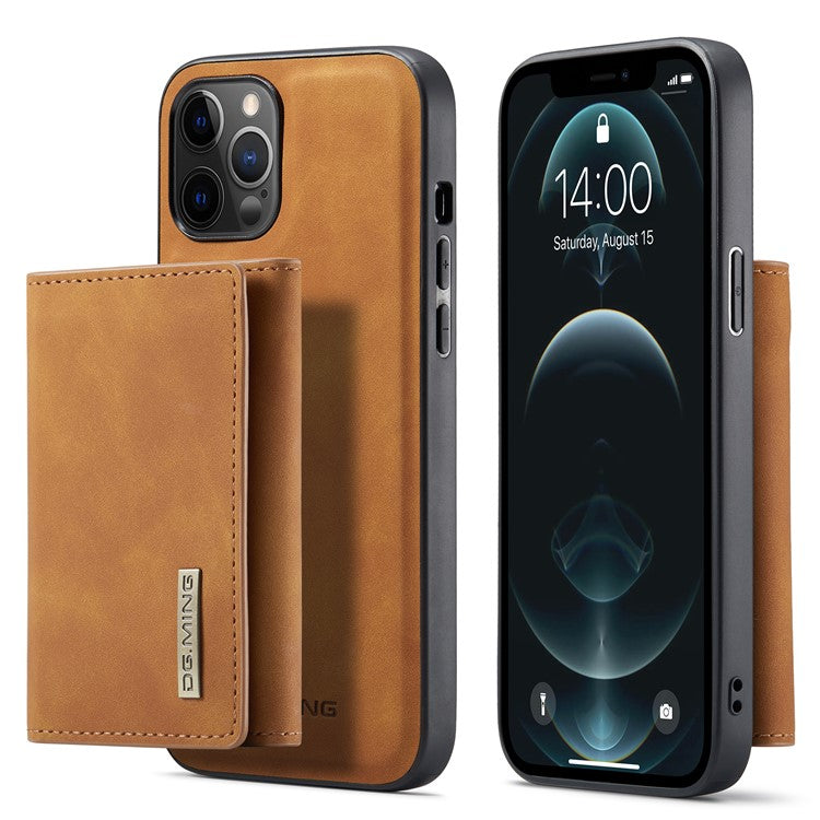 DG.MING M1 Series PU Leather Kickstand Protective Phone Case Shell with Magnetic Tri-fold Wallet for iPhone 12 Pro Max 6.7 inc