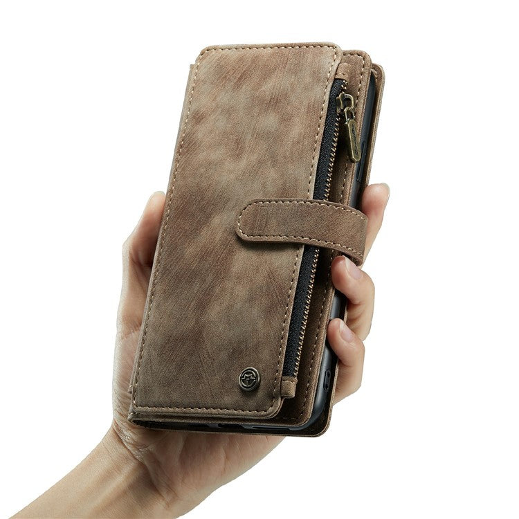 För iPhone 11 Pro Max telefonfodral med rem CASEME C30 Dragkedja Flerkortshållare PU-läderfodral
