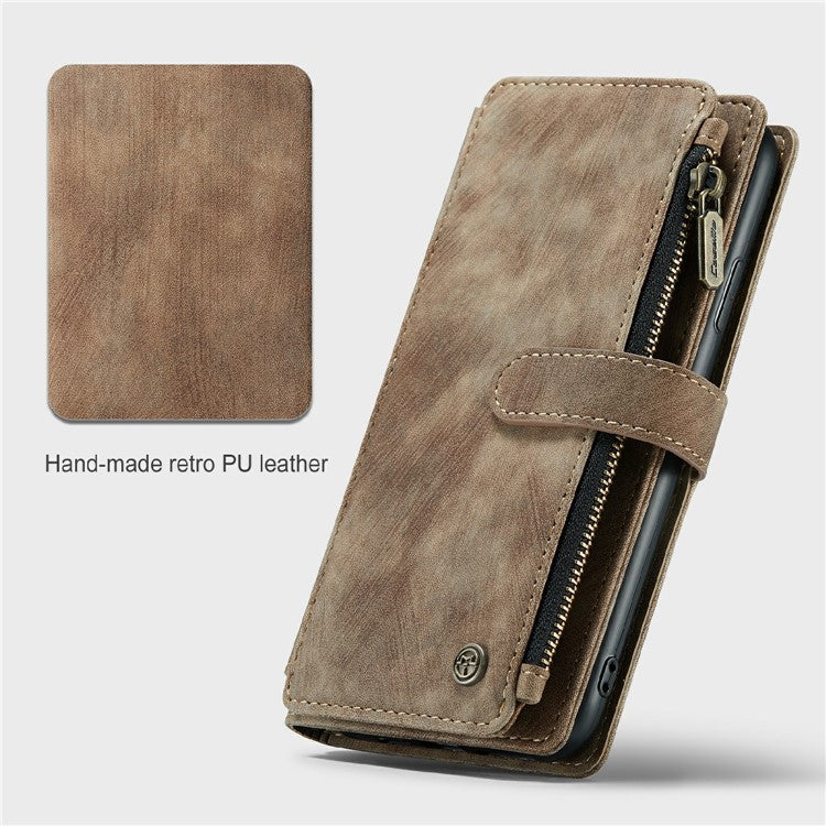 För iPhone 11 Pro Max telefonfodral med rem CASEME C30 Dragkedja Flerkortshållare PU-läderfodral