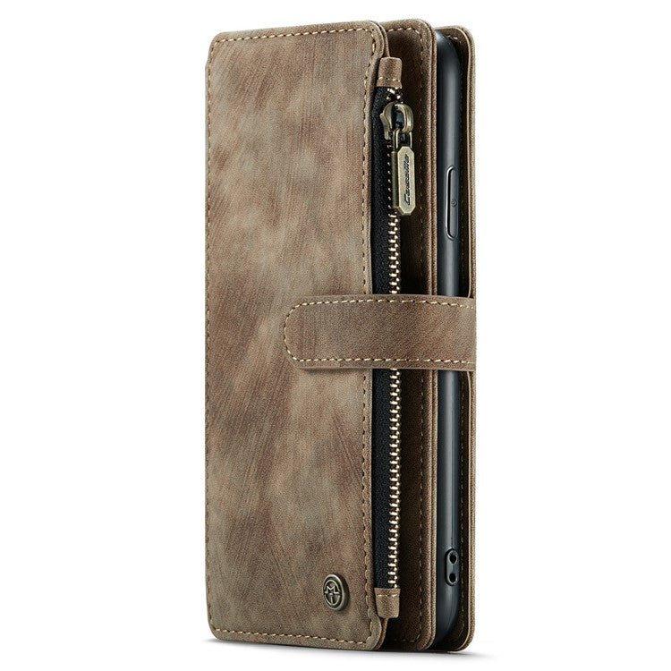 För iPhone 11 Pro Max telefonfodral med rem CASEME C30 Dragkedja Flerkortshållare PU-läderfodral