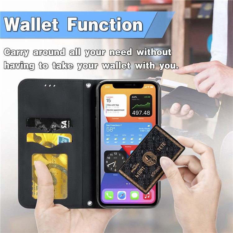 For iPhone XR 6.1 inch Card Slots Design Retro Skin-Touch Feeling PU Leather Full-protection Phone Stand Case Magnetic Cove
