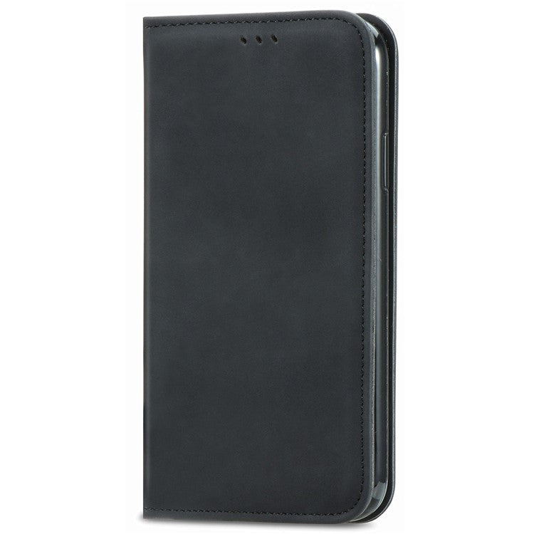 For iPhone XR 6.1 inch Card Slots Design Retro Skin-Touch Feeling PU Leather Full-protection Phone Stand Case Magnetic Cove