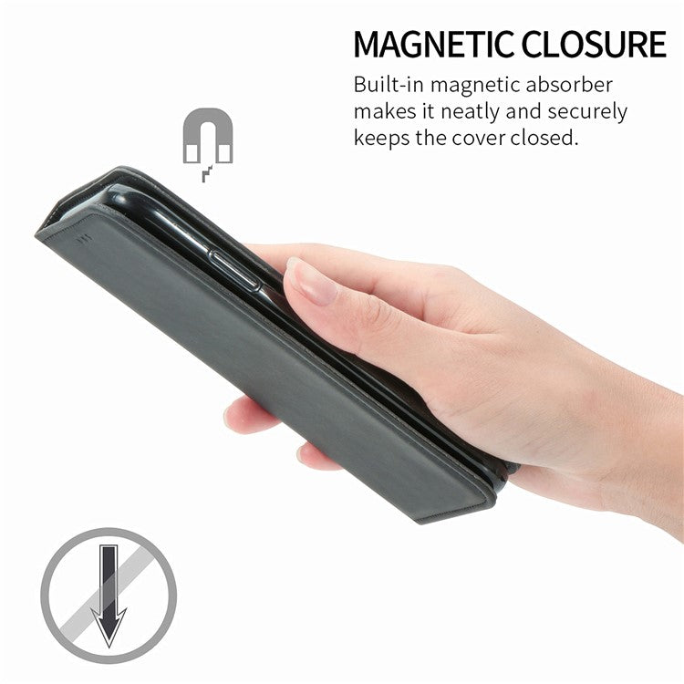 For iPhone XR 6.1 inch Card Slots Design Retro Skin-Touch Feeling PU Leather Full-protection Phone Stand Case Magnetic Cove