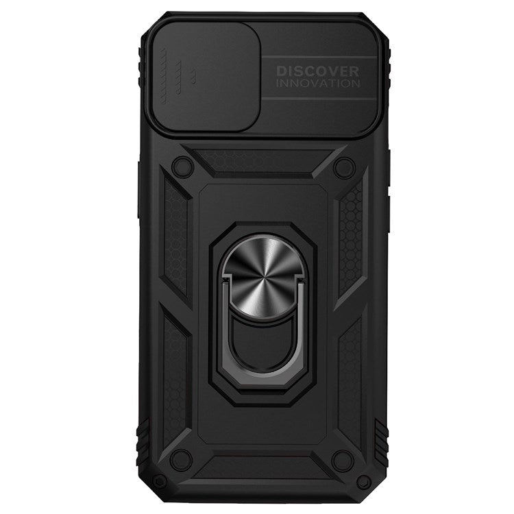 för iPhone 14 Plus 6,7 tums hård PC + mjuk TPU Stötsäker Kickstand Fodral Telefonskal med skjutkameraskyddsskydd