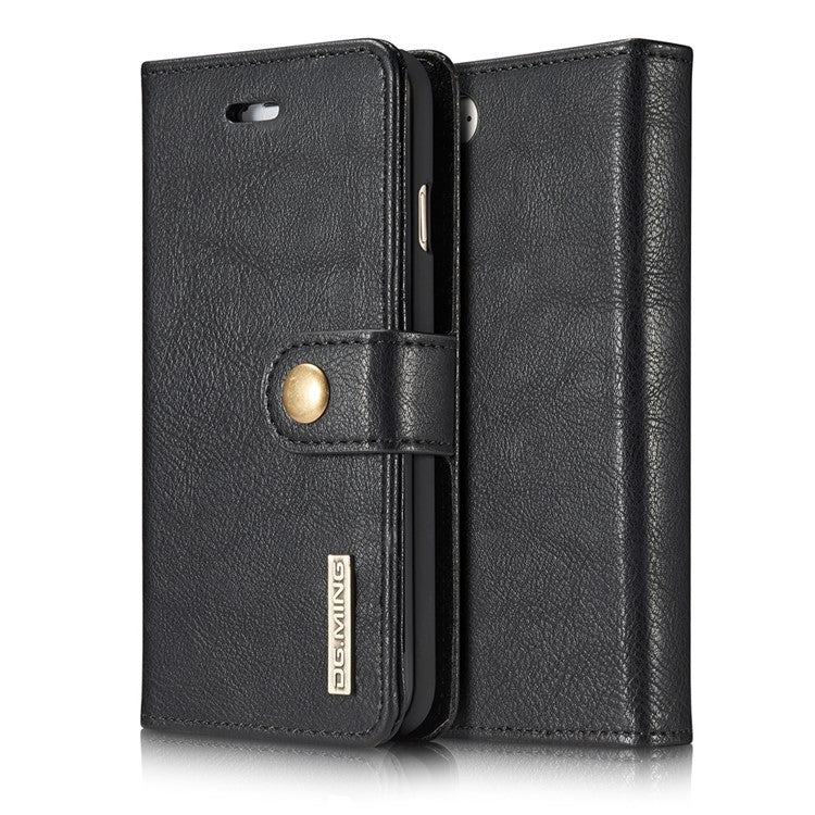 DG.MING Split Leather Wallet Cover with Detachable PC Back Shell for iPhone SE (2020) / SE (2022) / 8 /