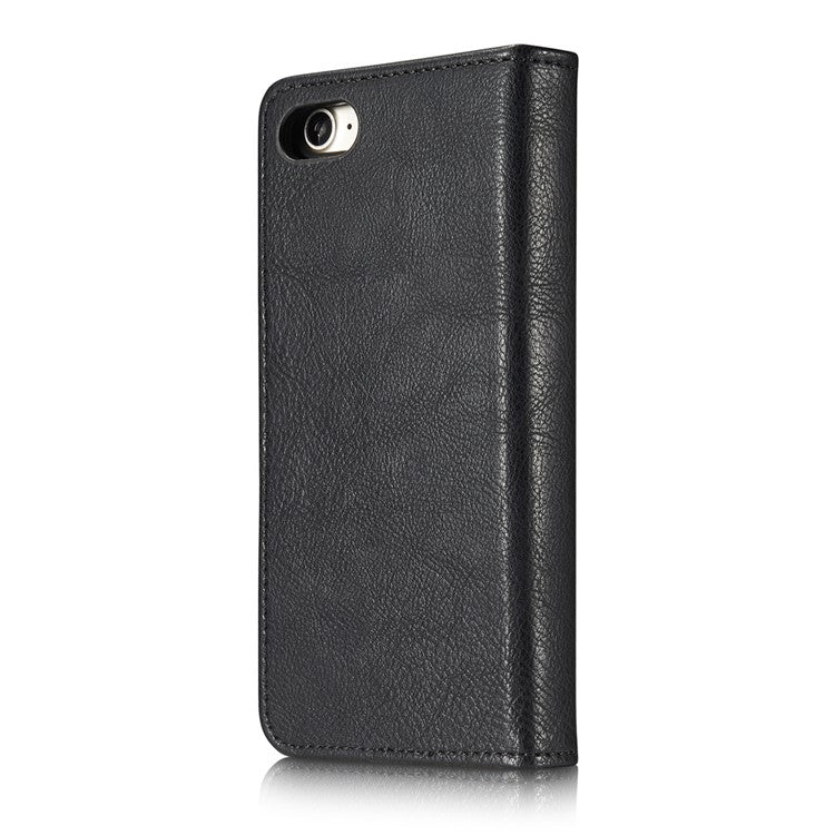 DG.MING Split Leather Wallet Cover with Detachable PC Back Shell for iPhone SE (2020) / SE (2022) / 8 /