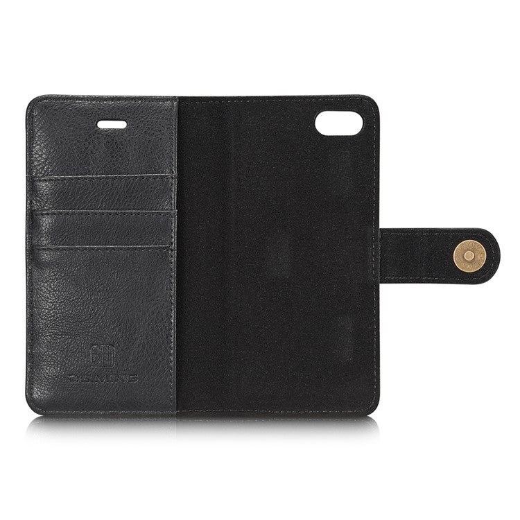 DG.MING Split Leather Wallet Cover with Detachable PC Back Shell for iPhone SE (2020) / SE (2022) / 8 /