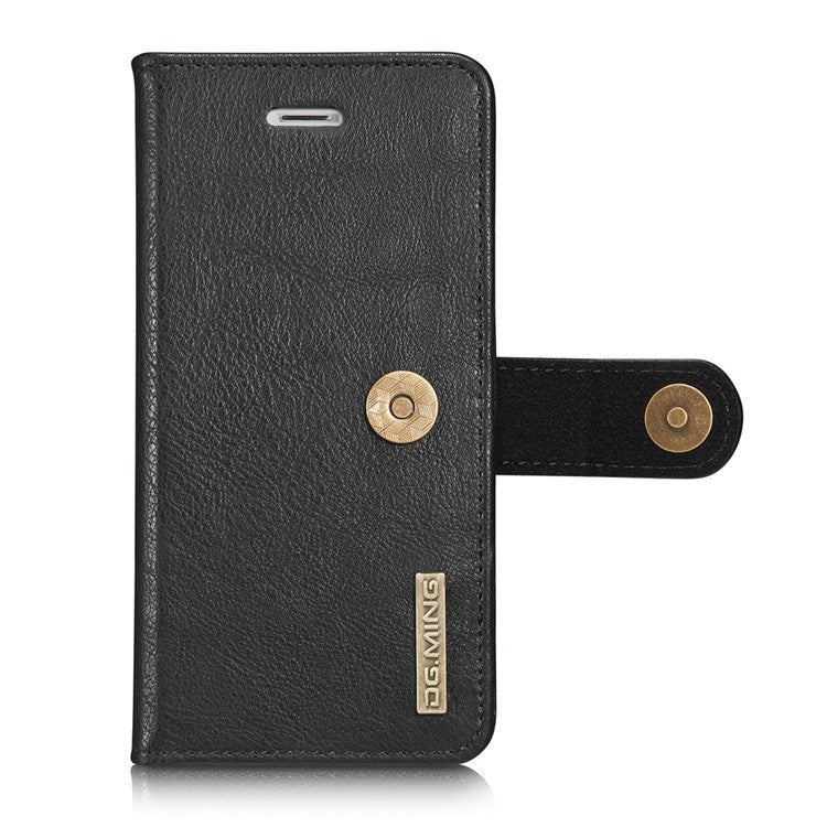 DG.MING Split Leather Wallet Cover with Detachable PC Back Shell for iPhone SE (2020) / SE (2022) / 8 /