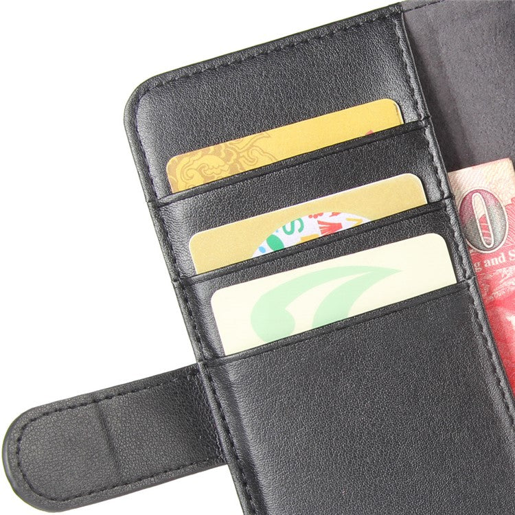 Genuine Split Leather Wallet Phone Protective Cover with Stand for iPhone SE (2020)/SE (2022)/8/7 4.7 inc