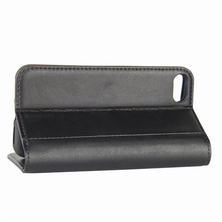 Genuine Split Leather Wallet Phone Protective Cover with Stand for iPhone SE (2020)/SE (2022)/8/7 4.7 inc