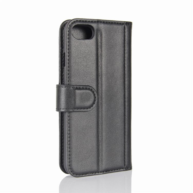 Genuine Split Leather Wallet Phone Protective Cover with Stand for iPhone SE (2020)/SE (2022)/8/7 4.7 inc