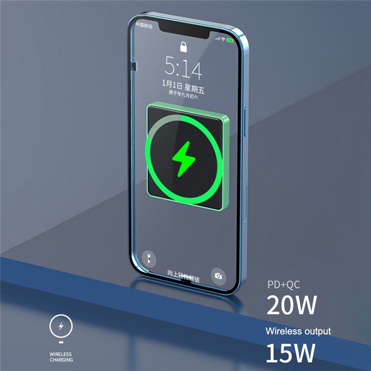 E30 10000mAh Magnetic Power Bank 15W Wireless Charging PD + QC 20W External Battery Pack Phone Charge