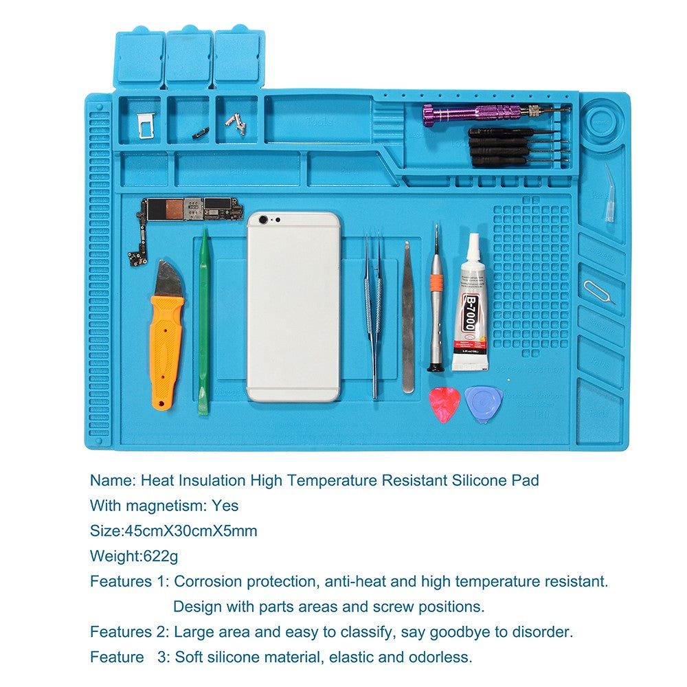 IPARTSEXPERT Heat Insulation Magnetic Screw Keeper Silicone Mat Cell Phone Maintenance Platform Pad