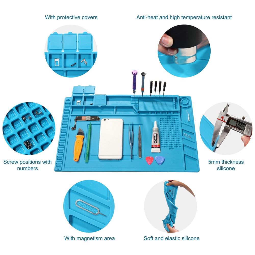 IPARTSEXPERT Heat Insulation Magnetic Screw Keeper Silicone Mat Cell Phone Maintenance Platform Pad