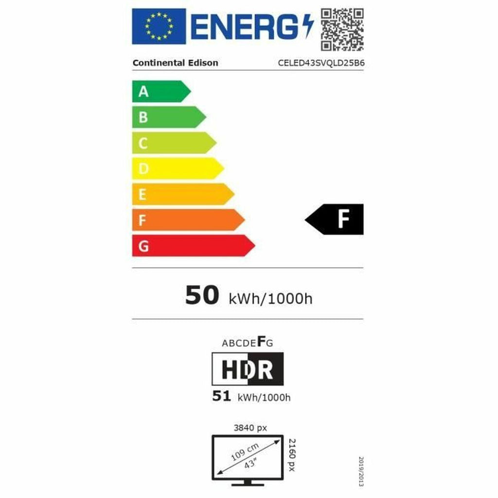 Continental Edison Smart Tv Continental Edison Celed43Svqld25B6 43" Dled Uhd 4K