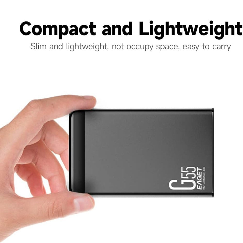 EAGET G55 1TB 2.5 Inch Portable External Hard Drive USB 3.0 HDD Storage Drive with 110MB / s Read Speed