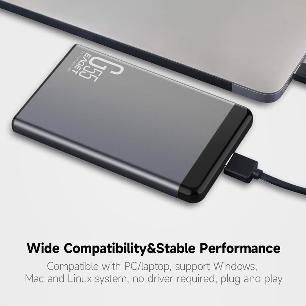 EAGET G55 1TB 2.5 Inch Portable External Hard Drive USB 3.0 HDD Storage Drive with 110MB / s Read Speed