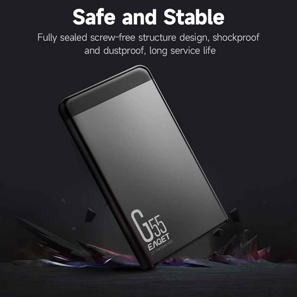 EAGET G55 1TB 2.5 Inch Portable External Hard Drive USB 3.0 HDD Storage Drive with 110MB / s Read Speed