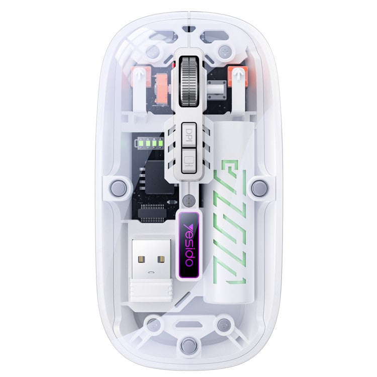 YESIDO KB29 Transparent Mus 800 / 1200 / 1600 DPI 2.4G + Bluetooth-kompatibel Dual Mode Trådlös Mikrofon