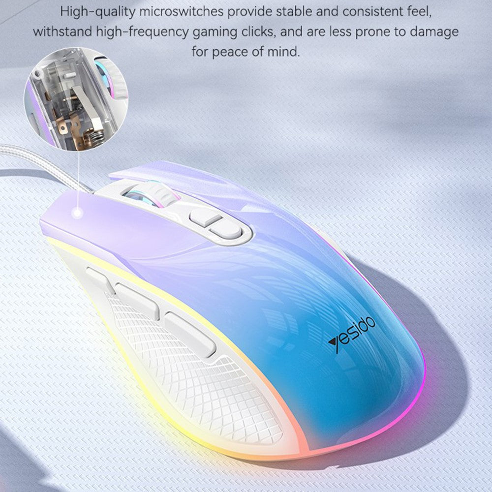 YESIDO KB51 RGB Gradient Wired Gaming Mouse 8 Buttons 7200 DPI Optical Sensor Mouse for PC Gaming